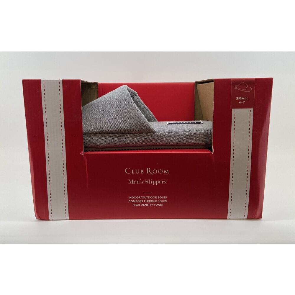 Club Room Men's Cushioned Slippers Bed Slides Chambray S 6-7 NEW